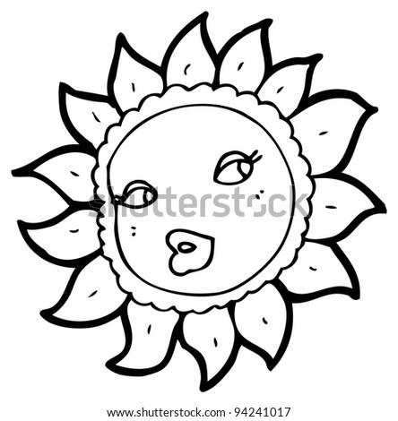 Pretty Sunflower Cartoon Raster Version Stock Illustration 94241017