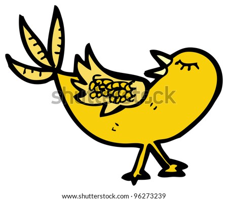 twittering bird cartoon - stock photo