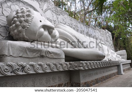 Sleeping Buddha at the Long Son Pagoda in Nha Trang. Vietnam