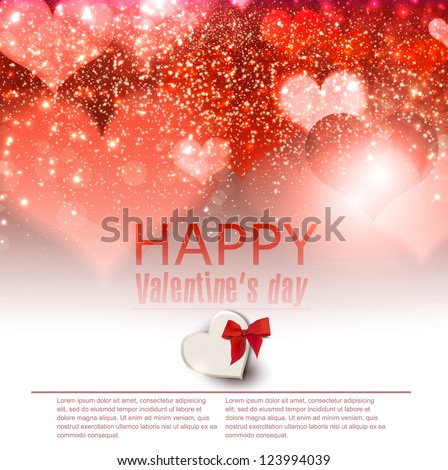Elegant red background with hearts and place for text. Valentine's Day. Vector Illustration.
