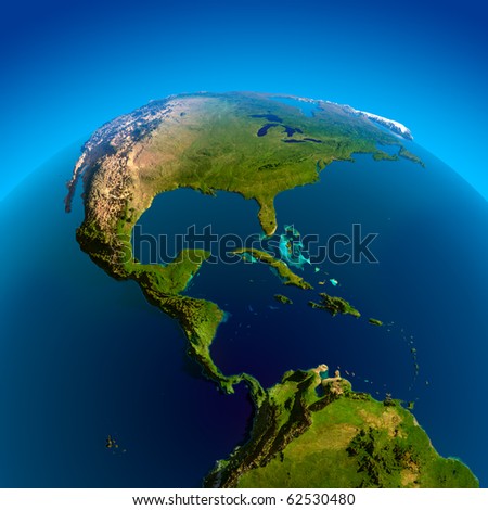 Caribbean Pacific Atlantic Oceans View Satellites Stock Illustration ...