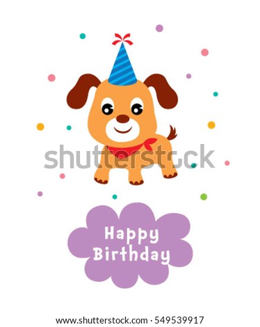 Cute Puppy Happy Birthday Greeting Card Stock Vector 549539917 ...