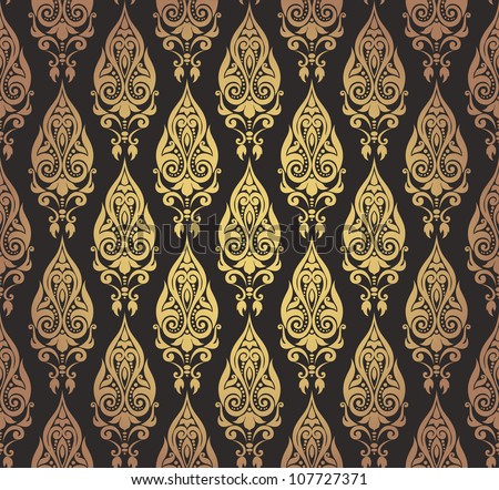 vector illustration of seamless decorative wallpaper with oriental motifs in gold and black - Decorative Wallpaper vector illustration of seamless decorative wallpaper with oriental motifs in gold and black - Decorative Wallpaper