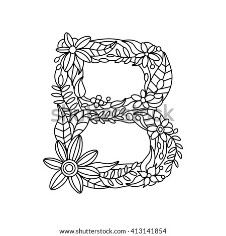 Download Floral Alphabet Letter Coloring Book Adults Stock Vector 413141854 - Shutterstock