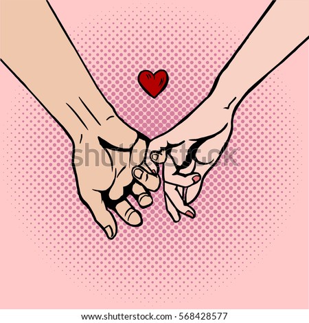 Couple Love Hold Hands Pop Art Stock Vector HD (Royalty Free - 450x470 - jpeg Retro Holding Hands