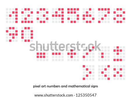 Pixel Art Numbers Mathematical Signs Vector Stock Vector 125350547 ...