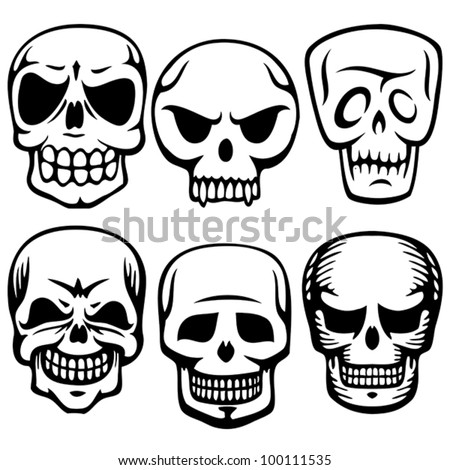 scull tattoos - stock vector