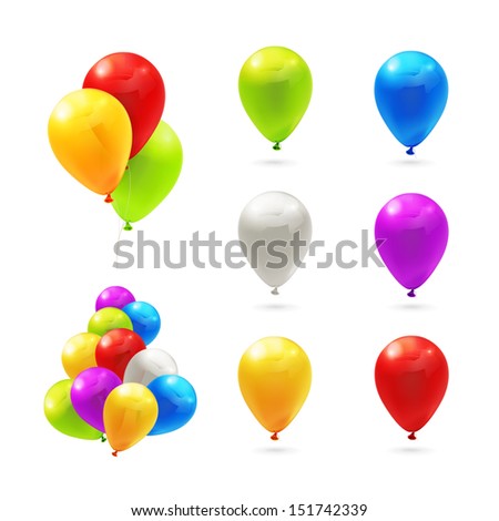 Toy balloons, set of vector icons
