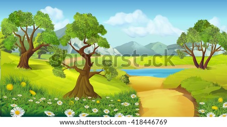 Nature, landscape, vector background
