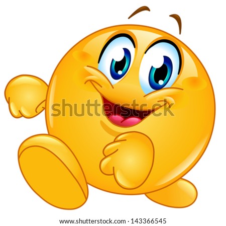 Happy emoticon walking - stock vector