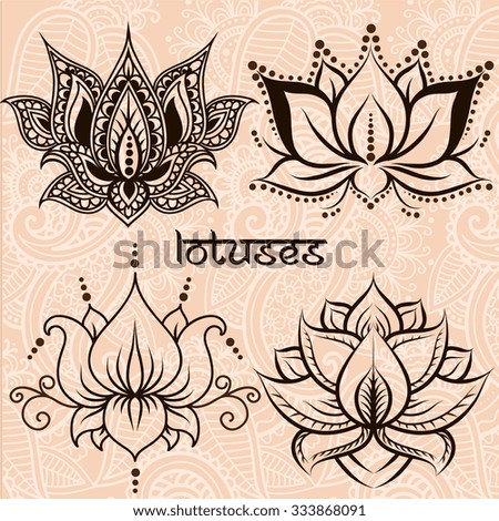 Set of illustration decorative lotuses