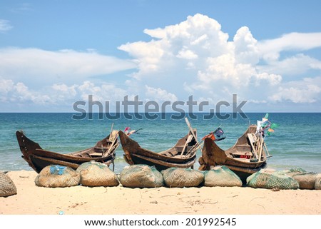 Fishing boats on the Vietnamese coast.