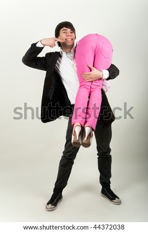 Young Man Carrying Woman On His Stock Photo 44372038 - Shutterstock