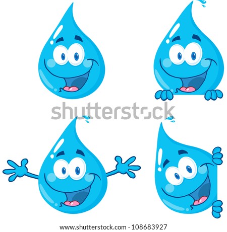 Water Drop Cartoon Mascot Characters 1 Stock Vector 108683927 ...