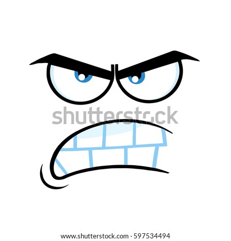 Aggressive Cartoon Funny Face Angry Expression Stock Vector 597534494