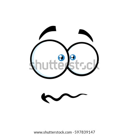 Nervous Cartoon Funny Face Panic Expression Stock Illustration 