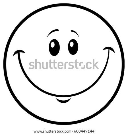 Black And White Happy Cartoon Smiley Face Emoji Vector Illustration With Yellow Background Black And White Happy Cartoon Smiley Face Emoji Vector Illustration With Yellow Background