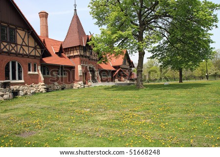 Beautiful Humboldt Park Boathouse Pond Chicago Stock Photo 