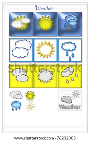 Set Weather Icons Sunny Rainy Cloudy Stock Illustration 68575516 ...