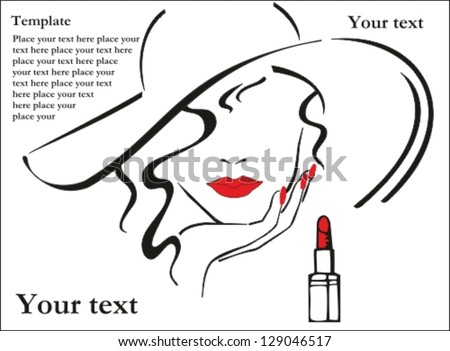woman red lips red nails wearing stock vector 129046517