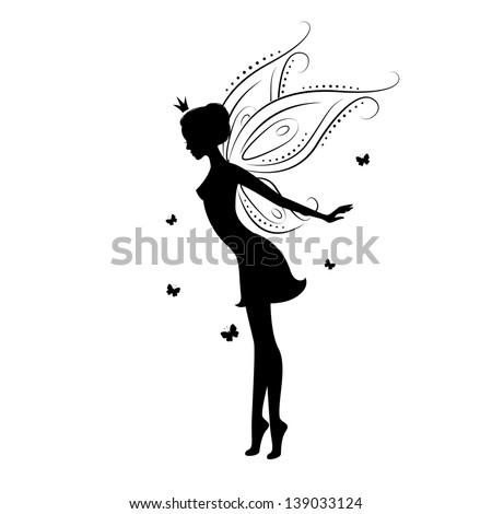 Silhouette Fairy Butterfly Vector Illustration Isolated Stock Vector ...