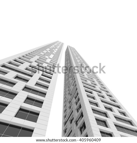 Modern Architecture Perspective 3d rendering modern multistorey residential building stock Modern Architecture Perspective 3d rendering modern multistorey residential building stock