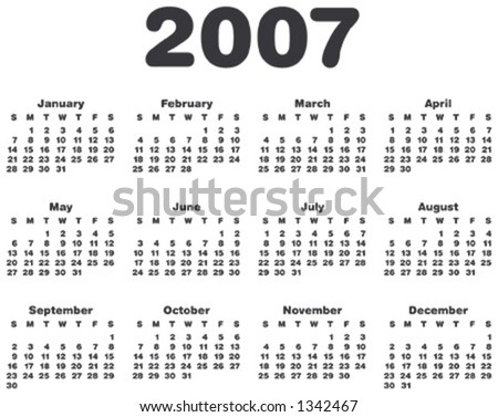 2007 calendar vector format stock vector 1342467 2007 december calendar