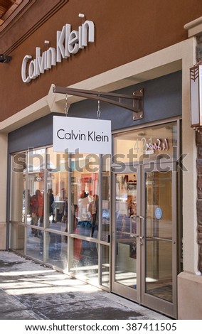 MONTREAL, CANADA - MARCH 6, 2016 - Calvin Klein outlet in Premium Outlets Montreal. The Premium Outlets is the second Premium Outlet Center in Canada located in Mirabel, Quebec.