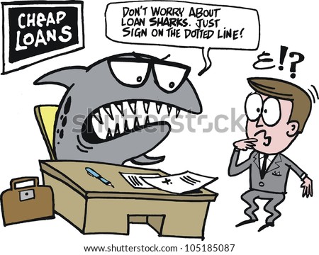 Vector Cartoon Loan Shark Sitting Desk Stock Vector 105185087 ...