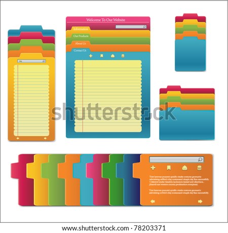 Set Website Template Design Notebooks Colored Stock Vector 78203371 Shutterstock Programmer Personal Website Template