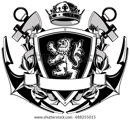 Roaring Winged Lion Shield Insignia Stock Vector 45014431 - Shutterstock