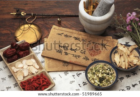 Chinese herbal medicine and tea set