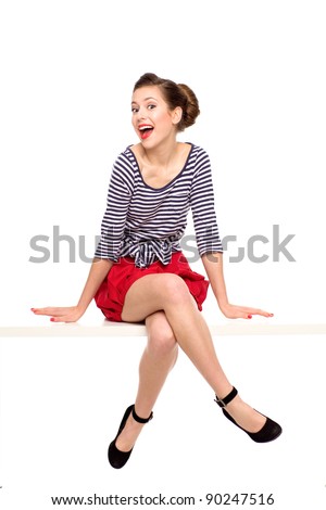 Pinup Girl Sitting Stock Photo (Royalty Free) 90247516 