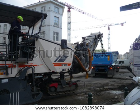 brussels belgium may 3rd 2018 road stock photo royalty free rehabilitation works