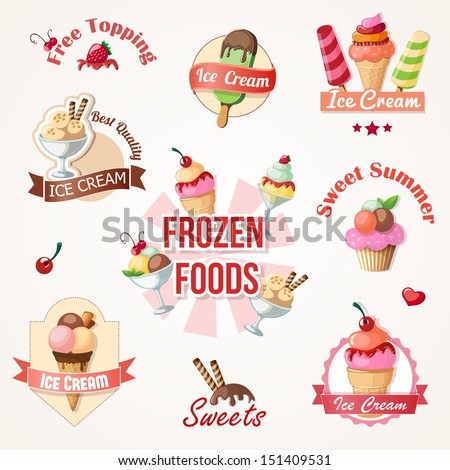 ice cream labels and badges collections eps10 vector illustration