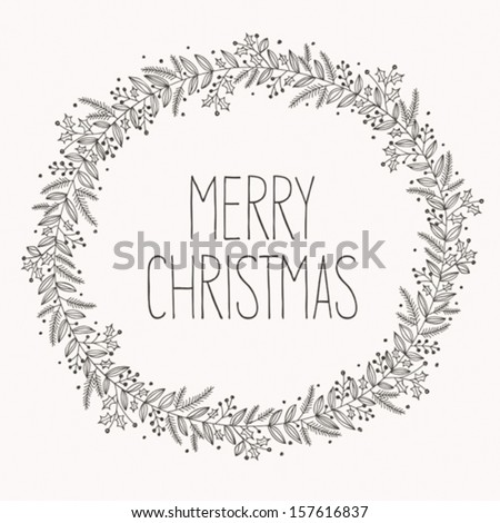 Christmas Wreath Doodle Stock Vector 157616837 - Shutterstock