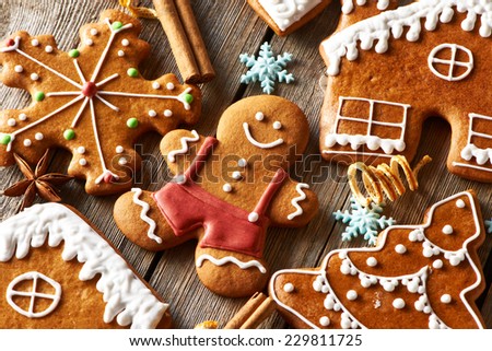 Gingerbread Cookies Colored Lights Christmas Decoration Stock Photo ...