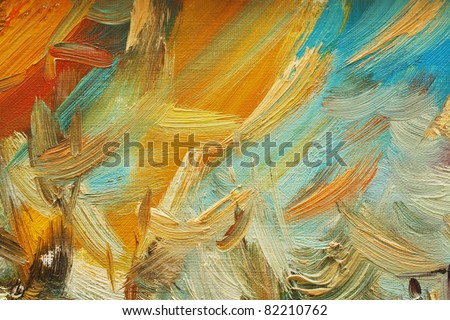 Colorful brushstrokes in oil on canvas
