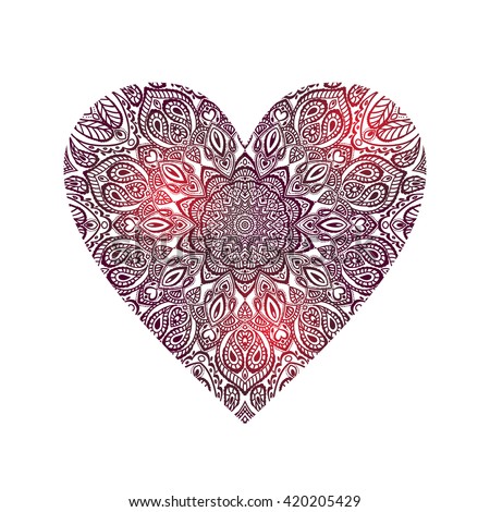 Download Vector Drawing Heart Mandala Pattern Isolated Stock Vector ...