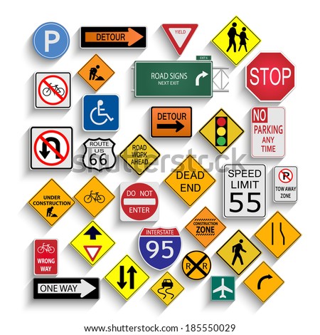 Image Various Road Highway Signs On Stock Vector 60038636 - Shutterstock