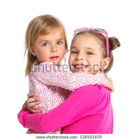 Two Little Girls Best Friends Isolated Stock Photo 96601132 - Shutterstock