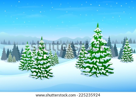 Download Winter Forest Landscape Christmas Background Pine Stock Vector 225235924 - Shutterstock