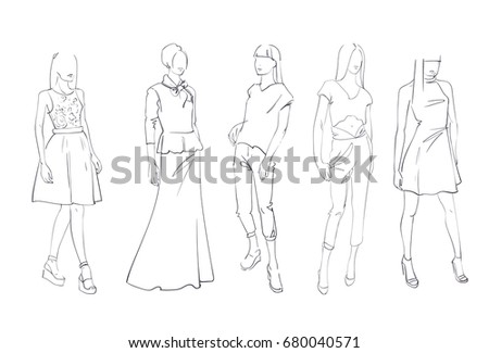 Fashion Collection Clothes Set Male Female Stock Vector 680040571 ...