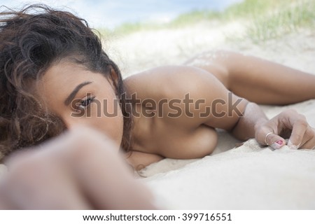 beach on Nude sleeping girl