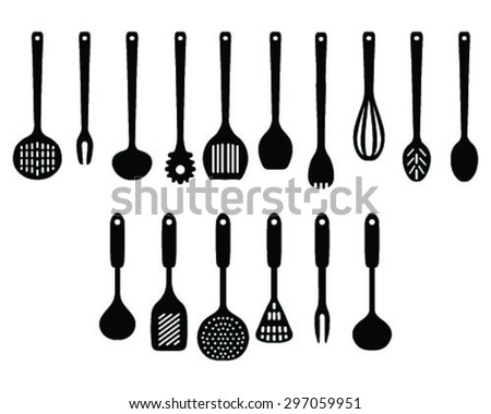 Black Silhouettes Of Kitchen Accessories Vector Black Silhouettes Of Kitchen Accessories Vector