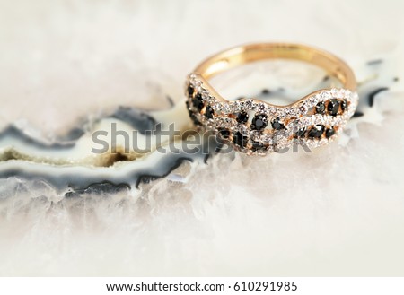 Elegant female jewelry ring with jewel gem stone brilliants