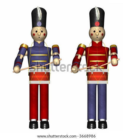 Two Christmas Toy Soldiers Drums Isolated Stock Illustration 3668986 ...
