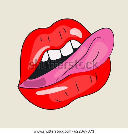 Teasing Tongue Dripping Saliva Stock Vector Shutterstock