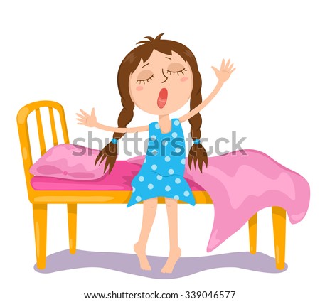 Image result for little girl waking up cartoons