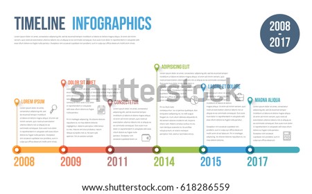 Horizontal Timeline Design Template Numbers Icons Stock Vector ...